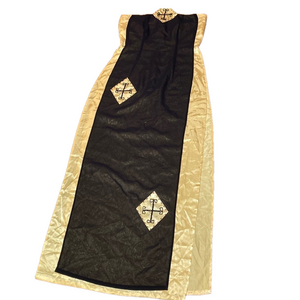 🌷100% Silk🌷 Beautiful Rare Vintage Ao Dais Black & Gold Bead Detail Dress